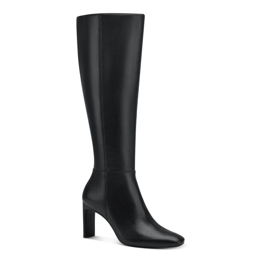 ALFANI Womens Black Goring Padded Tristanne Square Toe Leather Boots Shoes 9.5 M